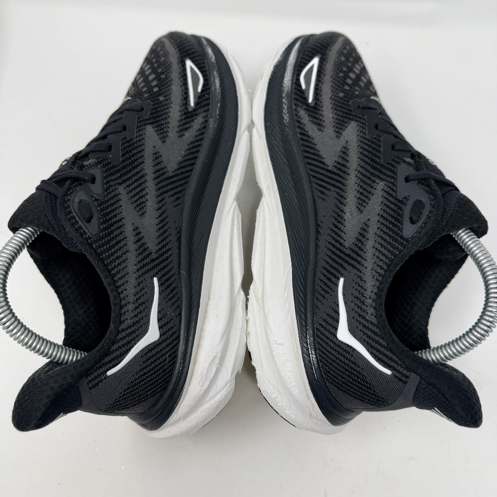 Hoka One One Womens Clifton 9 Size 7.5B Running Shoes 1127896 BWHT Black White - Picture 6 of 10